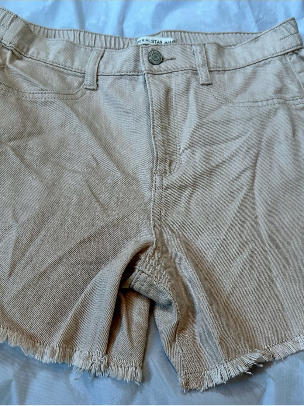 Imperial Star Beige Frayed Hem Girls' Shorts